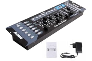 Gziztx DMX Controller Lichtmischpult DMX 512 Controller 192 Kanäle Dmx Konsole 240 Scenes für Bühnenlichter, Moving-Head-Lichter, DJ, Disco, Club, Party (Tri-Colour)