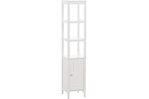 CLP Estantería De Baño Kemi con Estructura De Madera Lacada En Blanco I Mueble Auxiliar con 3 Niveles & 2 Cajones, Color:Blanco