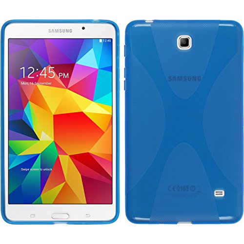 PhoneNatic Case für Samsung Galaxy Tab 4 7.0 Hülle Silikon blau X-Style Cover Galaxy Tab 4 7.0 Tasche + 2 Schutzfolien