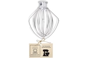 WELIKEKITCHEN Spülmaschinengeeigneter Schneebesen für alle KitchenAid Artisan Küchenmaschinen mit kippbaren Motorkopf