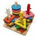 Wooden Toys Stack & Sort Puzzle Colour and Shape Recognition Geometric Board for Babies Kids Toddler