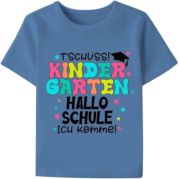 Einschulungs-T-Shirt Für Jungen „Endlich Schulkind 2025“ Mit Rakete & Sternen, 100% Baumwolle