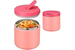 LOGEEYAR Thermos per Alimenti 500ml, Contenitore Termico per Alimenti di Acciaio Inossidabile con copertura con fibbia, collo largo, isolamento, per Cibi Caldi e Freddi Rosa