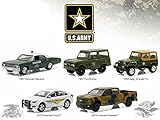 US Army Base 5 Cars Motor World Diorama Set 1/64 By Greenlight 58028