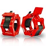 UK Warrior 50mm (RED) Olympic Barbell Clamp (Pair) Collar Clip Weight Dumbbell Spinlock Lift Spring Lock Weight Stopper Bar Lifting BodyBuilding