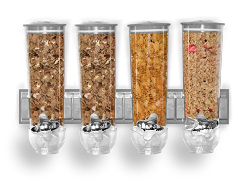 Dispenser Cereali Triplo Con Montaggio A Parete Distributore Corn Flakes Silver 82844051