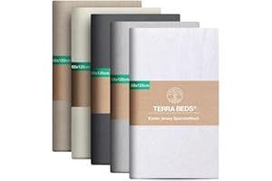 ‎TERRA BEDS Terra Beds Premium Spannbettlaken 60x120 cm - 160g/m2-100% Hochwertiges Oeko-TEX Baumwoll Jersey Kinder Spannbetttuch – Erhältlich in 10 Farben