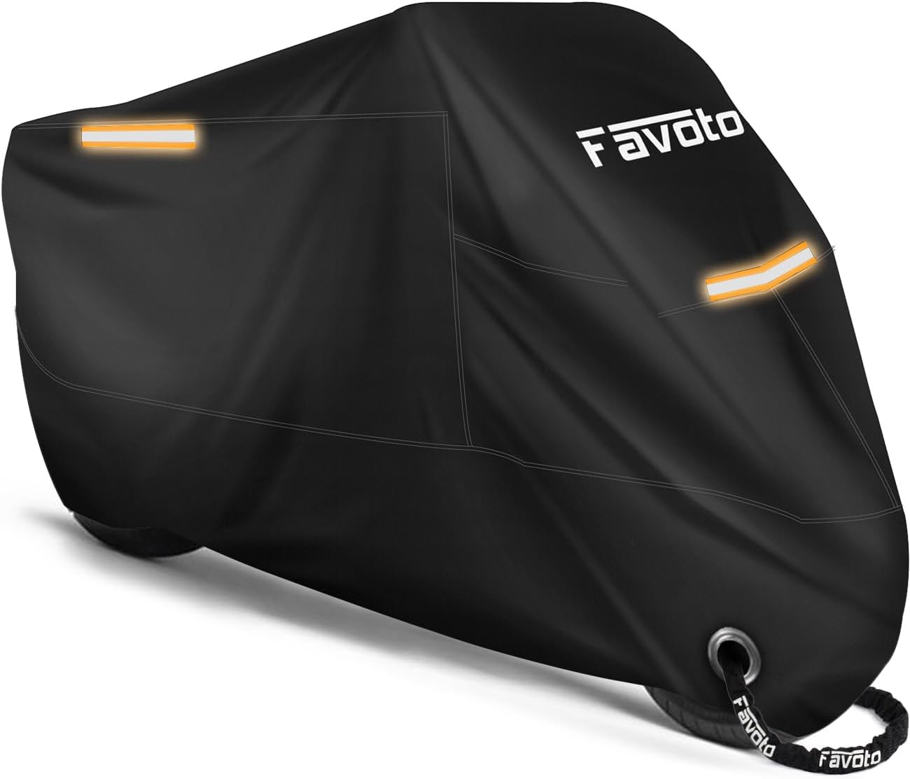 Favoto Funda para Moto Cubierta de la Motocicleta 210T Protectora Poliéster con Banda Reflectante a Prueba de Sol Agua Lluvia Polvo Viento Nieve Excremento de Pájaro al Aire Libre XXL 245cm