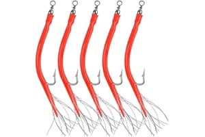 EVERBAY Soft Fishing Lures Tube Lure Sand Eel Baits for Sea Fishing with Stainless Steel Hook and Barrel Swivel Saltwater Bait Rigs for Bass Cod Pollock Haddock Fishing Gear Fishing Gift, 5pcs/Set