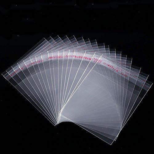 Sinto Pack of 100pcs Plastic Bags, Clear Food Bags with Adhesive Strip for Party Favours Cake Food Confetti Cookie Jewellery (7*10 cm)