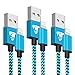 Price comparison product image iPhone Charger Rephoenix Lightning Cable 2M/6FT-3Pack Nylon Braided Fast Charging For iPhone8/iPhone7/ iPhone 6/ 6 Plus/ 6s, iPad Air 2, iPad Pro and More(Blue).