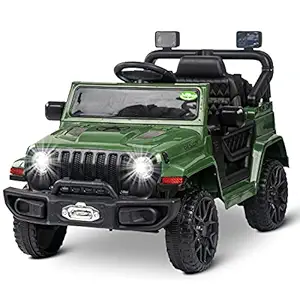 Baybee Thrax Battery Operated Ride-on Electric Kids Car Jeep | Ride-on Toy Baby Car Jeep with Led Light, USB, Music | Electric Battery Baby Big Car for Kids to Drive 2 to 5 Years Boys Girls (Green)