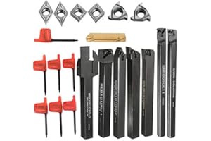 PDTO 7pcs Boring Bar Holder +7pcs Carbide Insert Lathe Turning Tools + 7pcs Wrenches for Semi-Finishing and Finishing