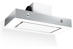 Klarstein Remy - Island Cooker Hood, Kitchen Extractor Fan, Extractor Hood, Substructure Hood, Ceiling Hood and Bull; 90 cm, Touch, Cooking Surface Lighting; up to 620 m³/h Remote Control, Bone