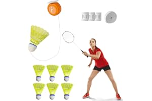 FOUVIN Badminton Rebound Trainer, Rebound Badminton, Portable Badminton Training Aid, Badminton Single Player Rebound Trainer, Badminton Self-Learning Device for Badminton Courts, Garden, Parks, Living Room