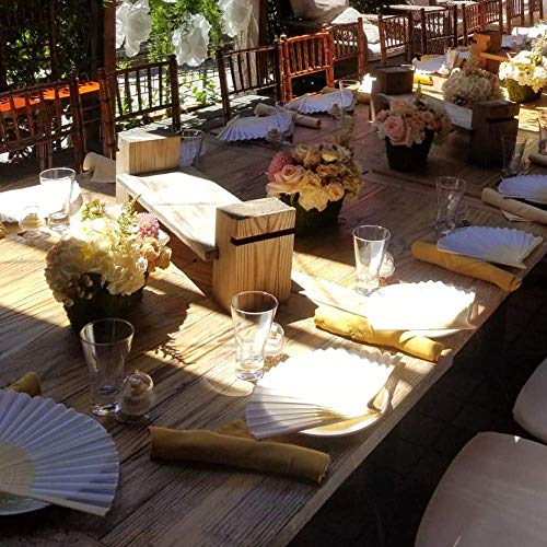 Cozywind 12pcs Abanicos Blancos Plegables de Papel y Bambú, DIY Abanicos para Pintar, Invitados Boda Fiesta Decoración