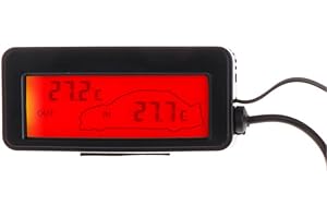 siwetg Mini thermomètre numérique pour voiture - Écran LCD - 12 V - Pour l'intérieur et l'extérieur - Câble de 1,5 m