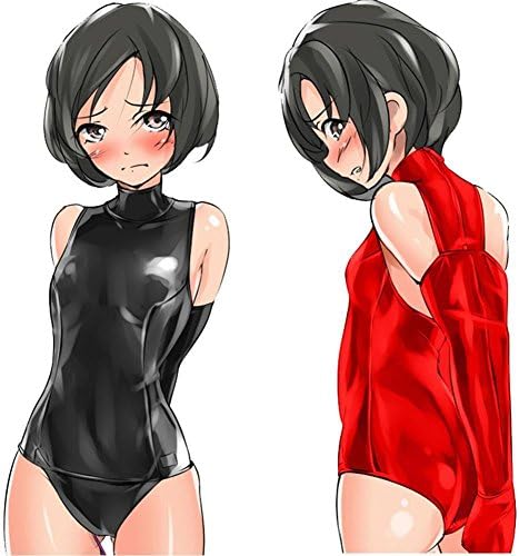 Mirlun Latex Maid High Cut Bodysuit High Neck Game Uniforms Black Faux Leather Catsuit Sexy Nightclub Erotic PVC Costumes , red , l