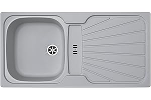 Liquida CMP5LG 1.0 Bowl Reversible Light Grey Kitchen Sink with Waste Kit