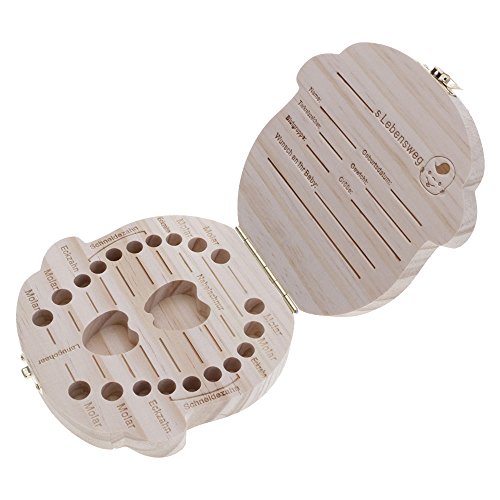 Mmrm Neu ?1 Stück Baby-Milchzähne Box Speichern für das Baby süße Junge Mädchen aus Holz personalisierte Deutsche - 5