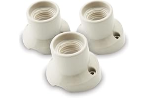 AMARCORDS - 3 Plafoniere in porcellana inclinata attacco e27 base applique portalampade vintage colore BIANCO