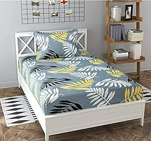 Just Muralidhar & Sons Glace Cotton Single Bedsheet with One Pillow Cover for Home, Bedroom, Kids Bedsheet (60 x 90 Inch, Design 6)