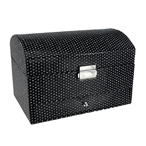 Schmuckkasten Spiegel Strass Glitzer Schmuckkästchen Schmuckbox Schwarz 41333
