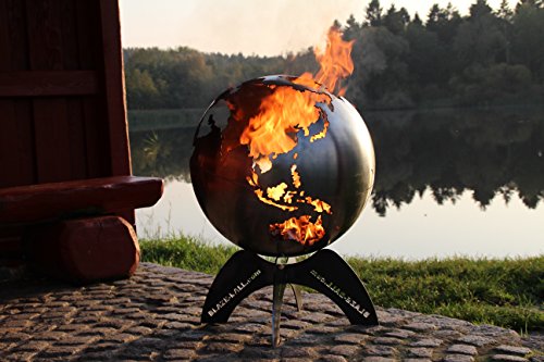 BlazeBall Feuerkugel „Weltkugel“ 60 cm Feuerschale mit Ständer - 2