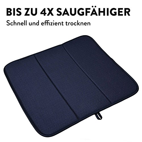 MYPRIMA Abtropfmatte / Geschirr-Trockenmatte | Unser #1 Topseller | Bis zu 4x mehr Saugkraft | Optimierte Version 2017 | 1-A-Qualität Küchenmatte | Schnelles und effizientes Trocknen | Abtropf-Matte / Geschirr-Matte (46 x 40 cm) - 4