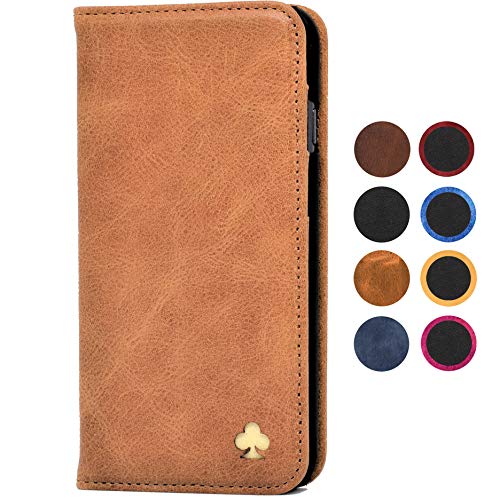 Porter Riley - Funda con Cartera para el iPhone 8 / iPhone 7. Funda/Flip/Soporte en Cuero Genuino (marrón Claro)