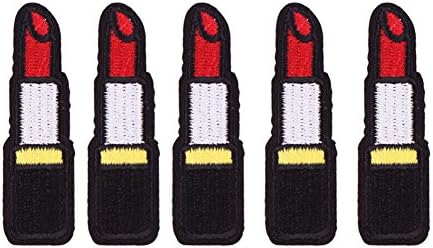 HUIXUN 5PCS Lipstick Patches For Clothing Iron On Embroidered Sew Applique Cute Patch Fabric Badge Garment DIY Apparel Accessories