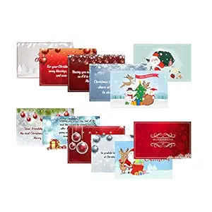 PUREZENTO Set of 10 Lovely Christmas Surprises Wishes Cards Greeting Card