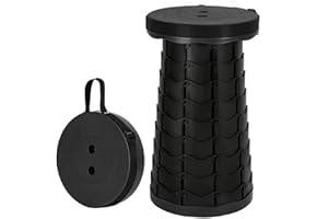 BOBOZHONG Sgabello Telescopico Portatile,Sgabello Pieghevole,Sgabello Leggero da Campeggio per Giardino,Pesca,Escursionismo,Viaggio,Barbecue,Sgabelli Pieghevoli Regolabili,Carico Massimo 180 kg (Nero)