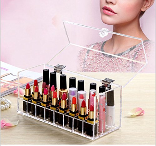 Boxalls Handgemachte Acrylic Lippenstift Halter Organizer Lippenstifthalter Kosmetik Box Ordnungssystem mit 24 Speicherräumen - 3