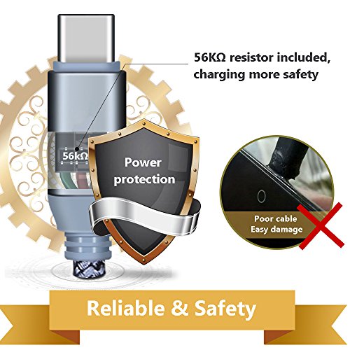 Honor 8s USB C Ladekabel, USB C Kabel zu USB 3.0, Higoo 2M [6.6FT] Schnelles Ladekabel Durable Nylon Geflochtenes Kabel Reversible Ladekabel für Honor 8 V8 V8 Max V9 Note8 Magic Grey - 3