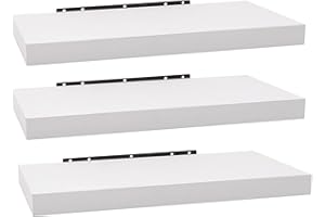 WOLTU Étagère Murale, Étagère Flottante en MDF, Lot de 3, Blanc, pour Salon, Cuisine, Chambre, Salle de Bain, RG9372ws-3