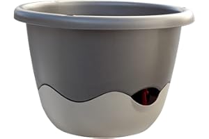 ‎PLASTIA Plastia Mareta Blumenampel zum Aufhängen, 25 cm - Hochwertige Selbstbewässerungstopf mit Kette - Blumentopf aus Kunststoff für Innen- und Außenbereich, Hell und Dunkel Anthrazit