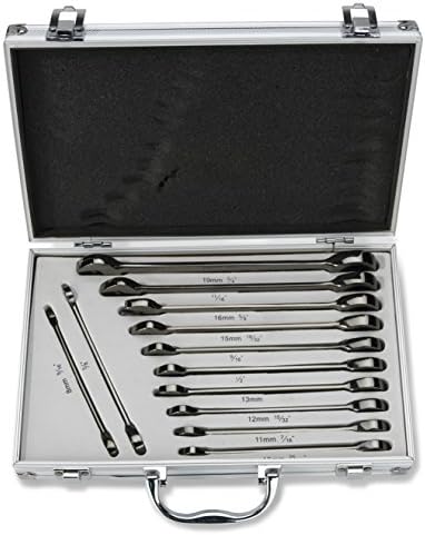 Tooluxe 03630L Duo Metric Ratcheting Wrench Set, 12 Piece | SAE and Metric | 72 Teeth Mechanism