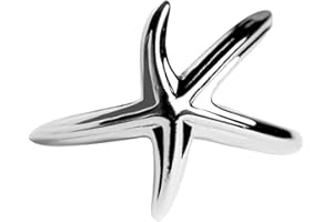 GOLDENCAT Anillo Arrecife, anillo estrella, anillo ajustable con forma de estrella, anillo estrella de mar, anillo adaptable con diseño de estrella, anillo para mujer y hombre, latón