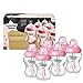 Tommee Tippee Closer to Nature 260 ml/9fl oz Decorated Feeding Bottles (Pink/6-pack)