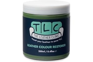 The Leather Clinic Riparazione colorante in pelle, multiuso, assorbente per la riparazione, balsamo ricolorante per divani, scarpe, borse, cappotti (verde scuro, 250 ml)