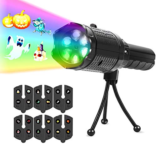 Accewit Vidéoprojecteur de Noël à LED Lumières avec 12 diapositives Couleurs complète de mouvement Projecteur de lumière LED pour enfants, Halloween, anniversaire, fête, Noël, décoration