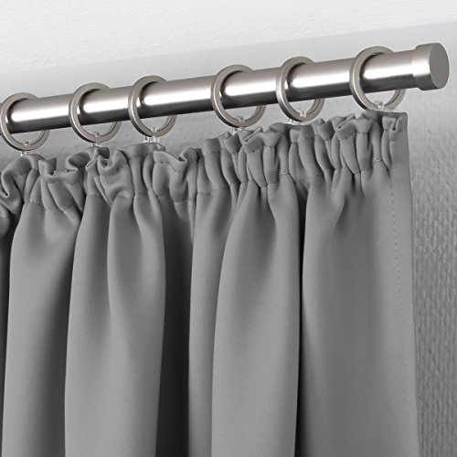 Gräfenstayn Alana Verdunklungsgardinen / Thermogardinen ca. 135 x 245 cm mit Universal-Kräuselband Gardine Vorhang (Grau) - 2