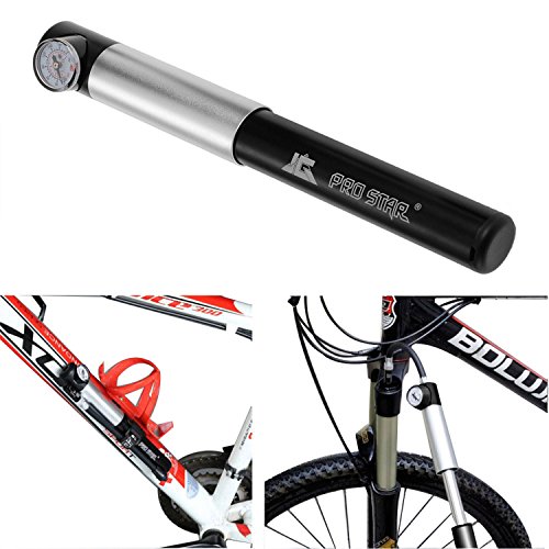 PRO STAR Portabel Mini Fahrradpumpe Dämpfer-Pumpe Minipumpe Ballpumpe Luftpumpe Standpumpe Handpumpe Schrader Presta – Lebenslange Garantie - 6