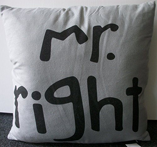 Dekokissen Kissen Zierkissen Sprüche 2 tlg. Set Schriftzug Mr. Right Mrs. Always Right grau 45 x 45 cm mit Reißverschluss - 2