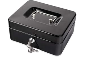 Schramm(R) Cash Cassette Cash Box BLACK zamykana na klucz w 2 ró¿nych rozmiarach z wyjmowan± tack± na monety, Rozmiar:20 x 15 x 8.7 cm