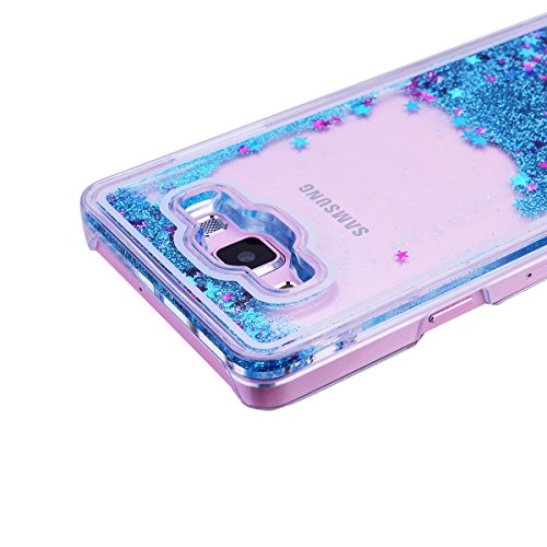 Funda para Samsung Galaxy A5 2015  SMART LEGEND Dual Layer 3D L  quido Glitter Glitter Shiny Gloss Sparkle Clear Dynamic Quicksand Case Cover Skin Shell Carcasa Funda  Cubierta de la Caja Funda Protectora de Pl  stico Duro Caso Claro Transparente que Fluye del Brillo de Bling Carcasa Funda Caso para Galaxy A5 2015 - Estrellas Azul Quicksand