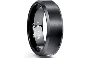 NUNCAD Ring Silber/Schwarz/Vergoldet aus Wolfram 4mm / 6mm / 8mm Gebürstet Größe 52 bis 70