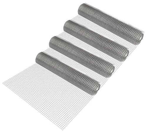 [pro.tec] 4x Rollen Drahtgitter (4-Eck)(1m x 25m)(verzinkt) Schweißgitter Volierendraht Maschendraht Zaun - 2