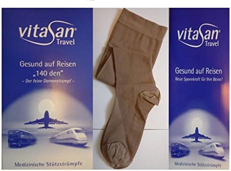 VitaSan Travel Compression Support Stockings 140DEN Compression Stockings Socks Compression Socks for Men Women Thrombosestrümpfe Sport Flights Pregnancy Almond 35-36